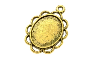 Основа для кулону (сеттінг), овальна, колір античне золото, 29*20 мм